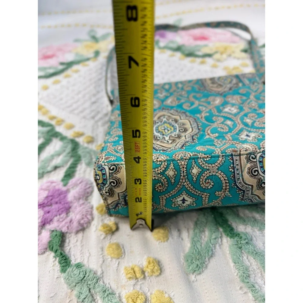 Vera Bradley Shoulder Bag Teal Paisley Pattern Flap‎ Top Closure - Picture 8 of 8